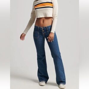 Super Dry Organic Cotton Blend Vintage Low Rise Slim Flare Jeans Size 28/30